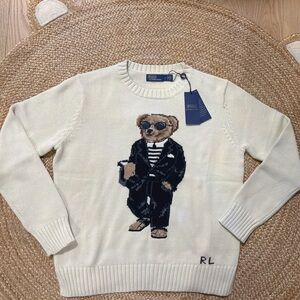 Polo Ralph Lauren Bear Cream Knit Sweater